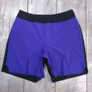 On Cloud Men Lightweight Short Size Medium Black Blue  Lined Performance Running